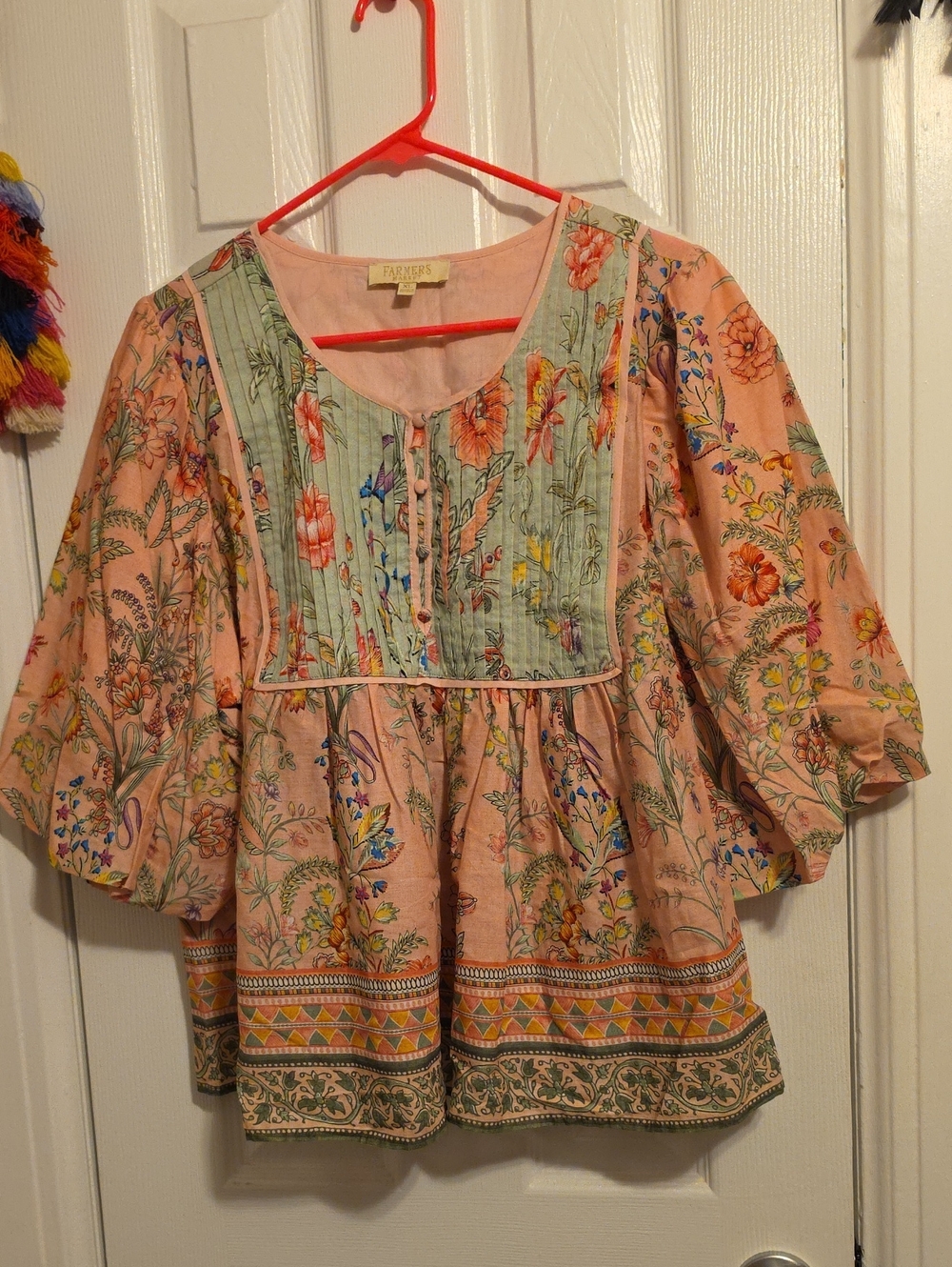 NWOT Pink Floral Peasant BOHO BLOUSE